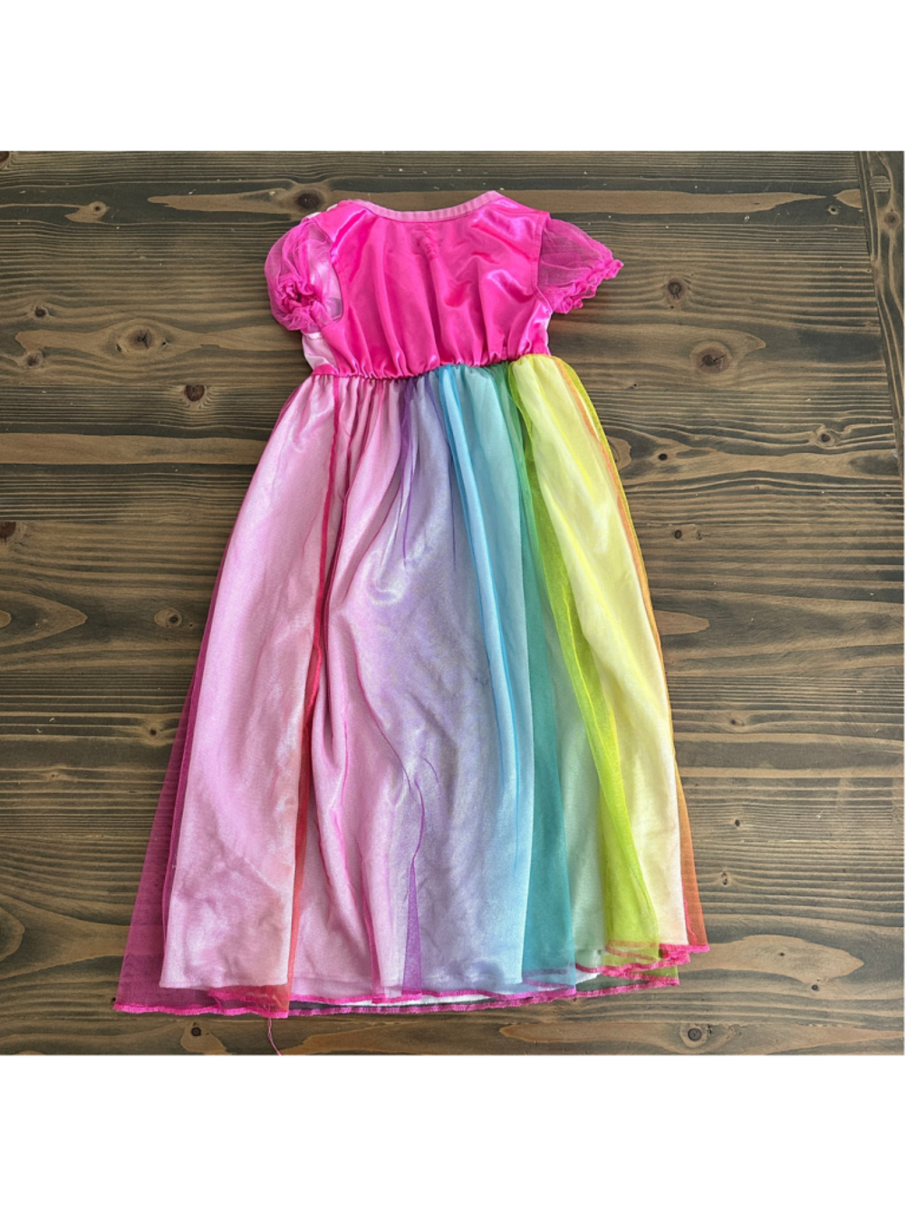 Girls Disney Princess Dress Size 4T Pink Rainbow Tulle Cinderella Ariel Rapunzel - Picture 6 of 7